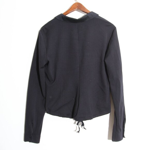 Jil Sander Black Button Up Drawstring Cinch Waist Shirt Mixed Media Size 44 - Picture 11 of 13